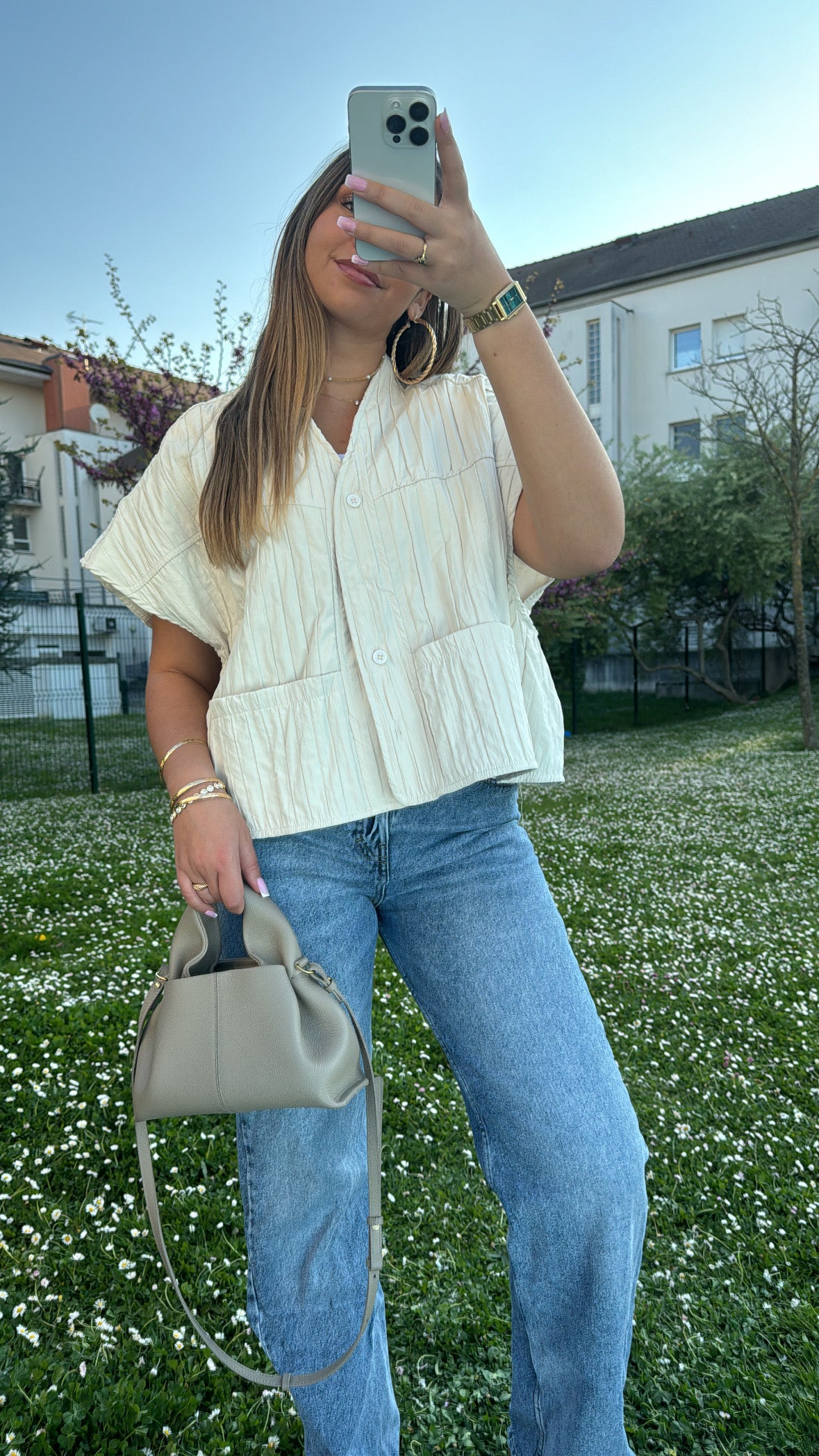 VESTE sans manche Crème