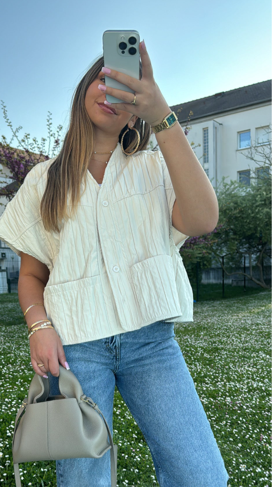 VESTE sans manche Crème