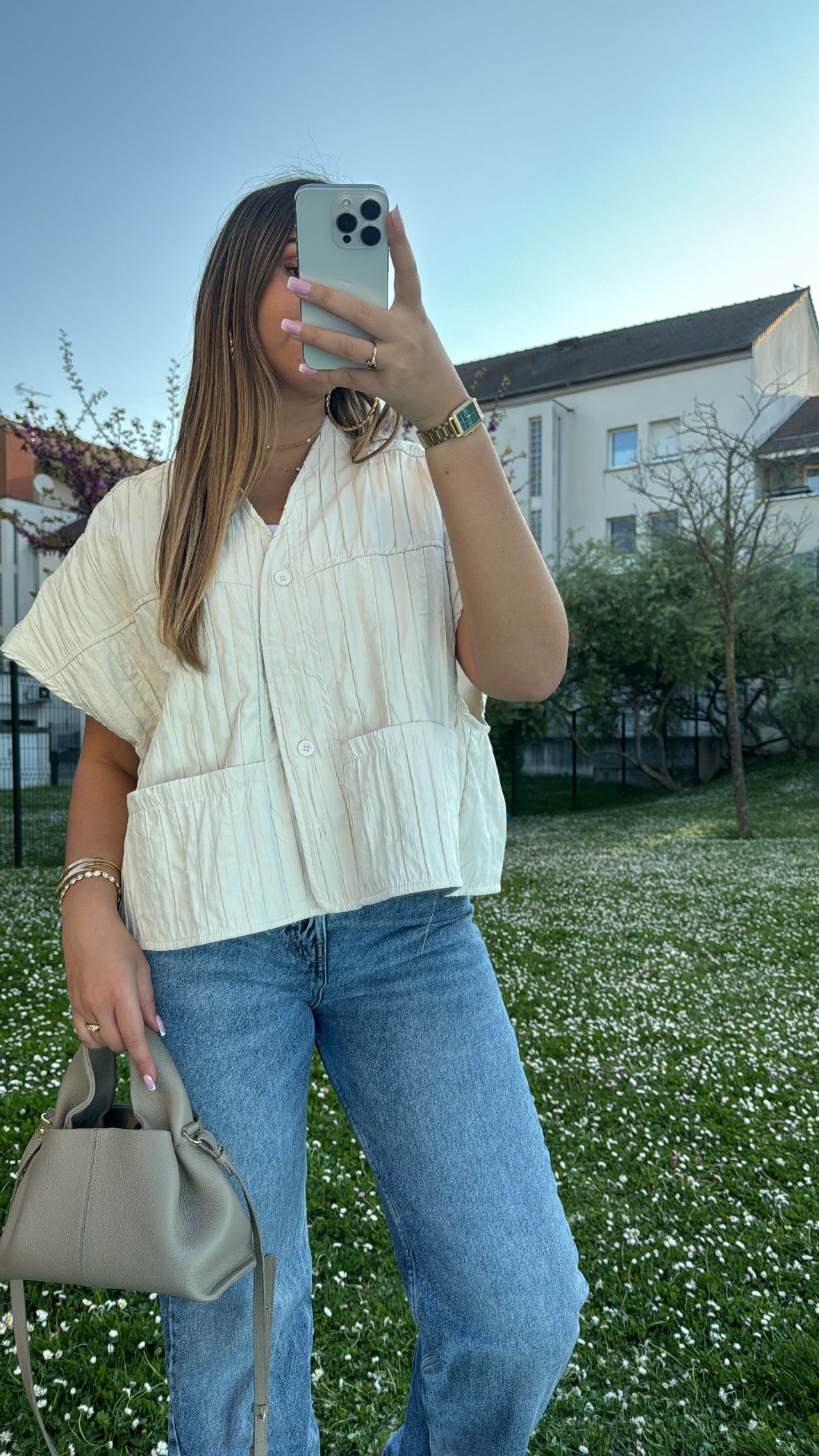 VESTE sans manche Crème